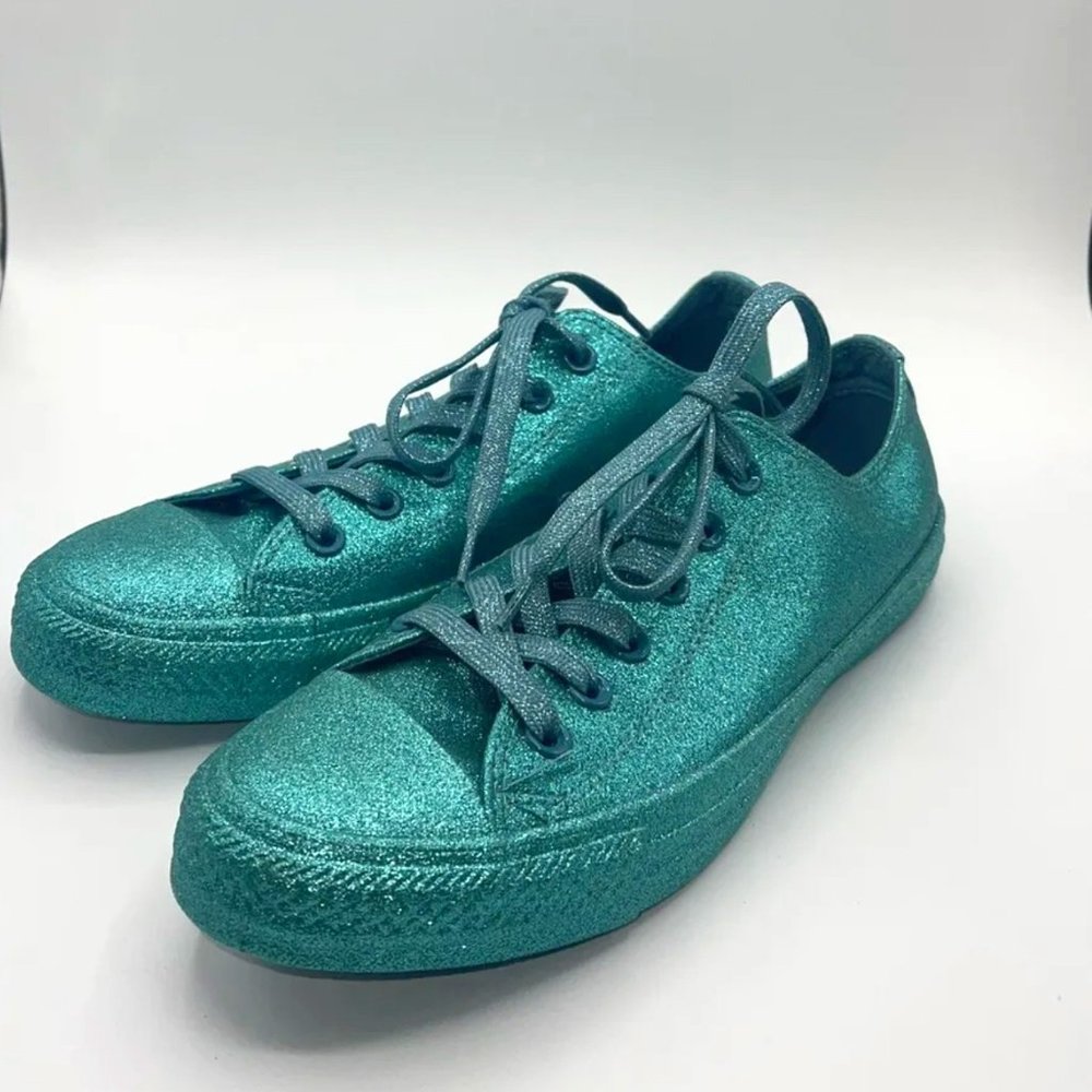 Converse All Stars Green Glitter Shoes 7m 9W